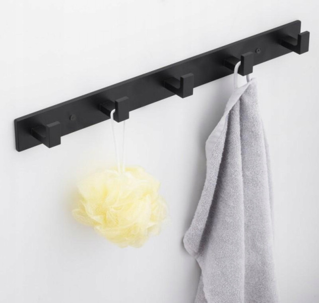 Wieszak na ubrania na ścianę czarny aluminiowy haczyk loft - Yoka