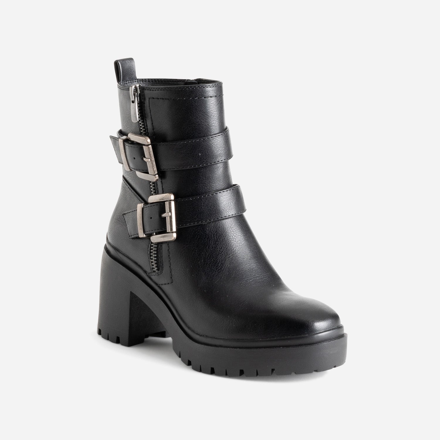 Boots TEXTO noir esprit motard à talon