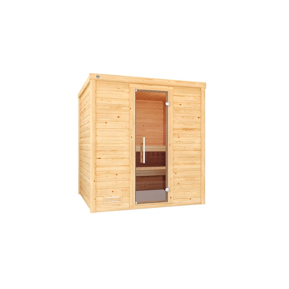 Massivholzsauna »BERGEN 1.8«, 6 Personen, inkl. 5,4 kW Ofen mit integrierter Steuerung