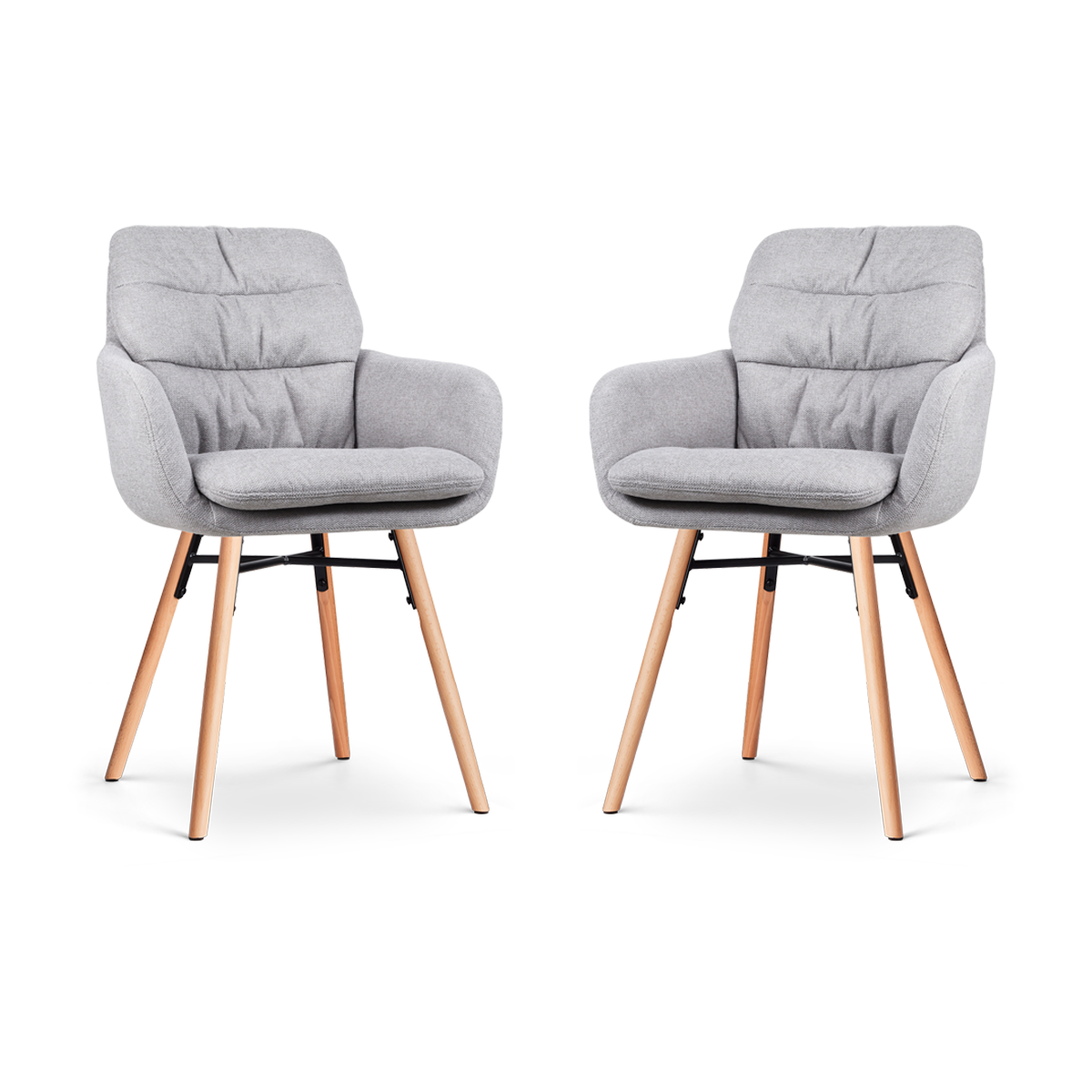 Nolon Nena-Mia Eetkamerstoelen Set van 2 - Grijs - Naturel Hout