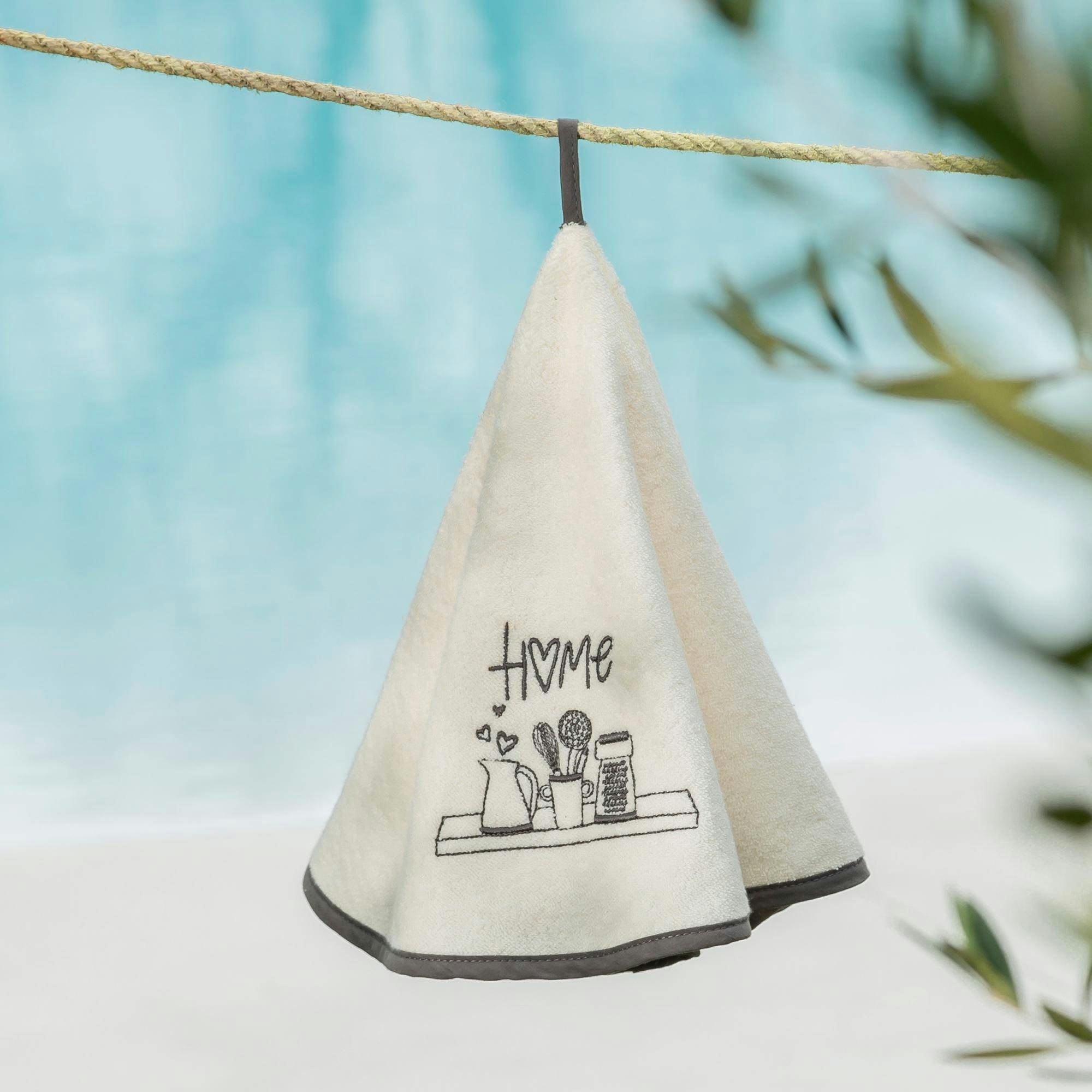 HOMY - Essuie-mains rond D.60 blanc cassé en coton