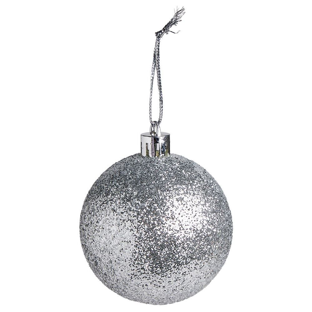 Boule de No&euml;l paillette argenté Ø6cm x3