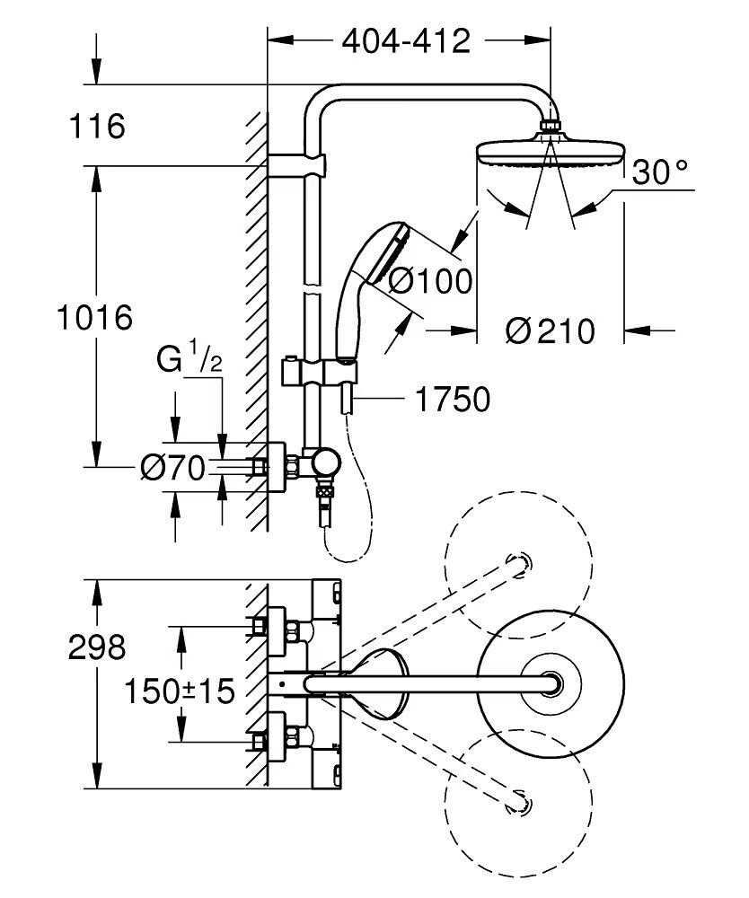 DUSJSETT GROHE VITALIO START 210