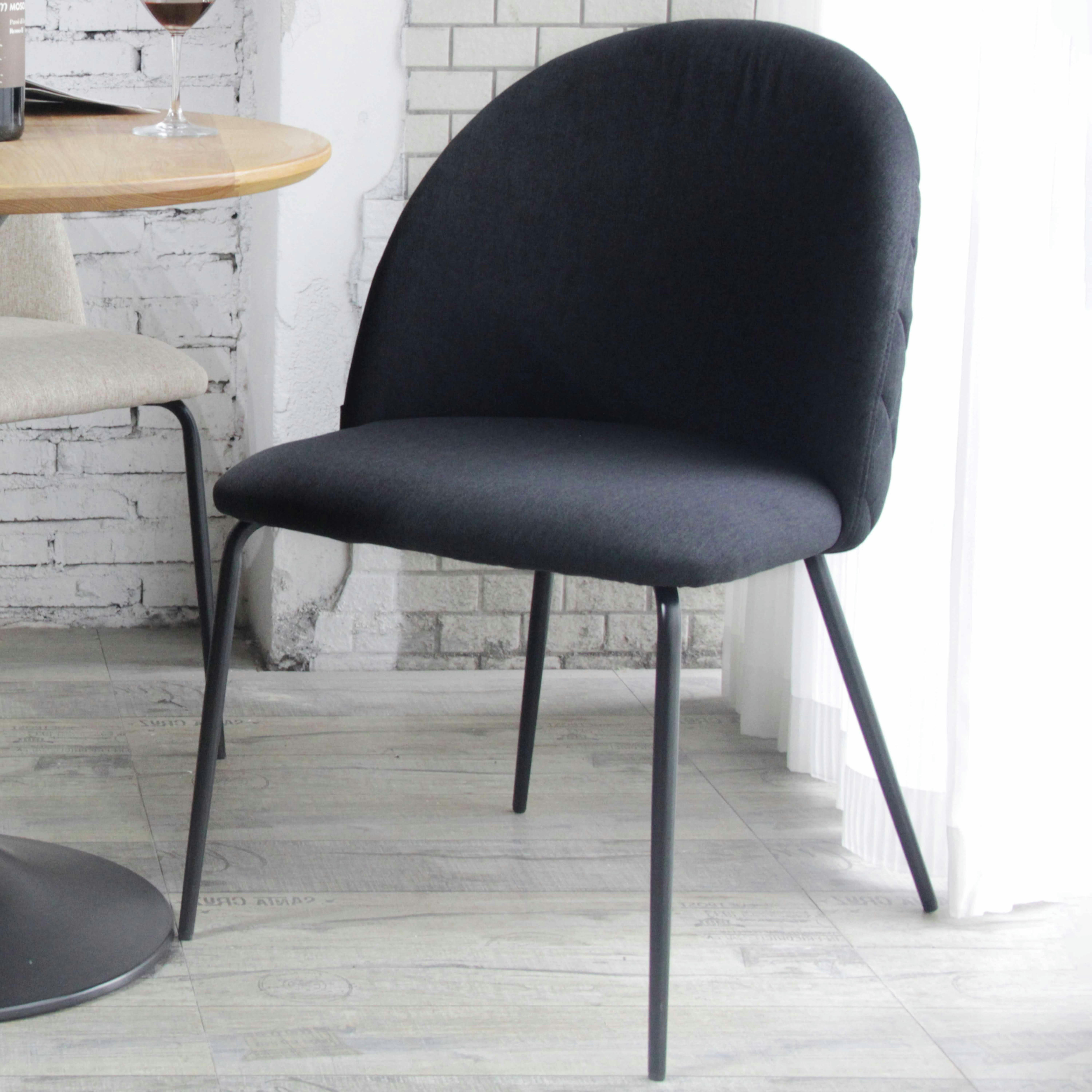 CHESTER - Lot de 4 chaises en tissu noir