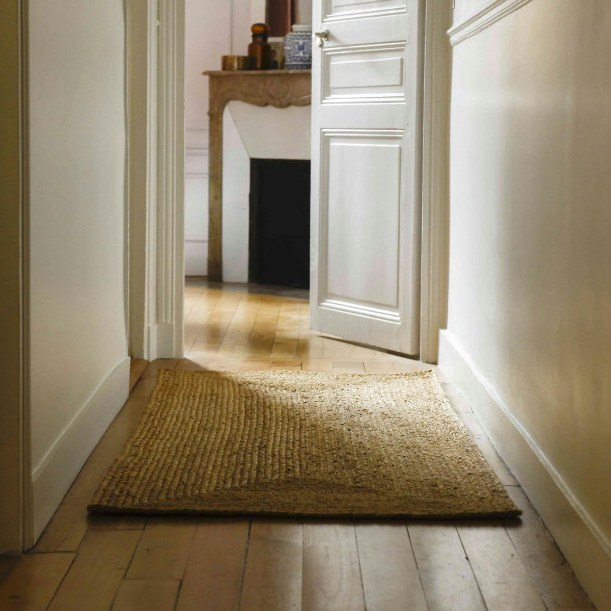 MOKA - Tapis de couloir rectangulaire en jute naturel tissé main 80 x 200 cm