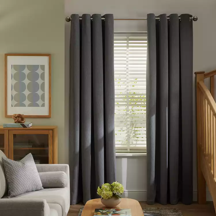 Habitat Textured Blackout Eyelet Curtains - Grey - 117x137cm