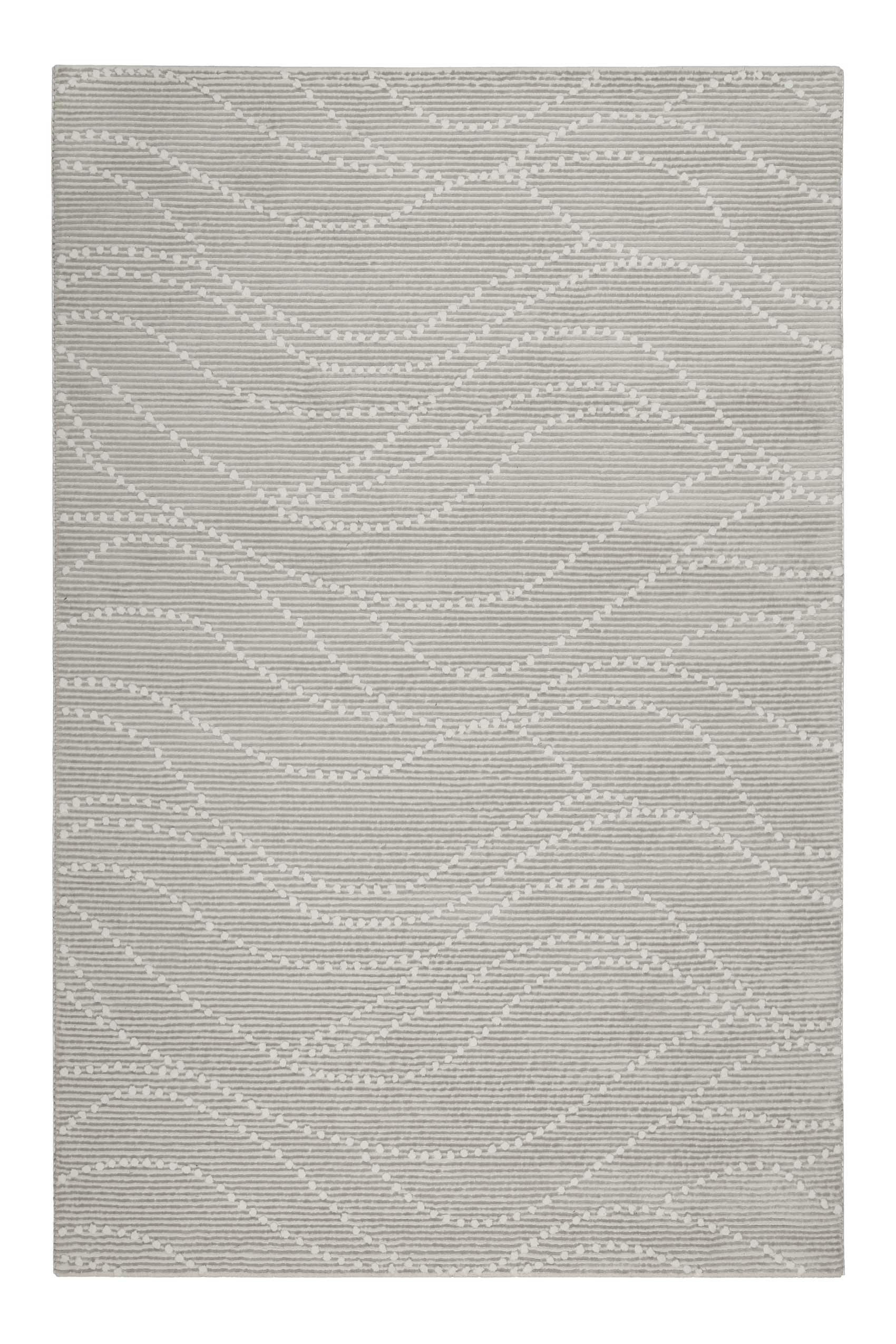 SELENA - Tapis plat velours ras à reliefs motif beige et gris 200x200