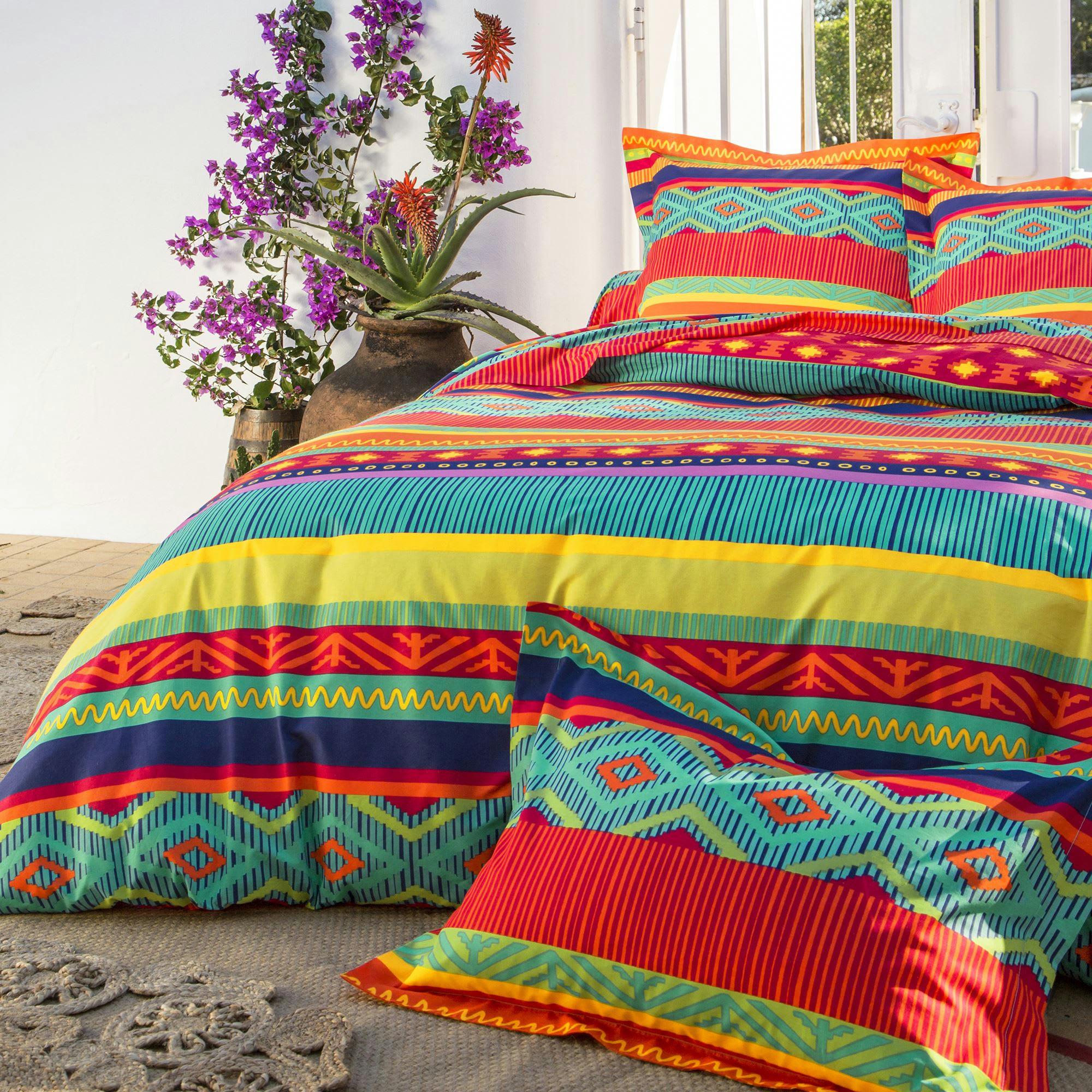 EL GRINGO - Housse de couette 200x200 multicolore en coton