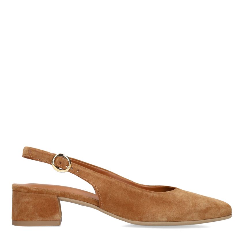 No Stress Cognac suède slingbacks