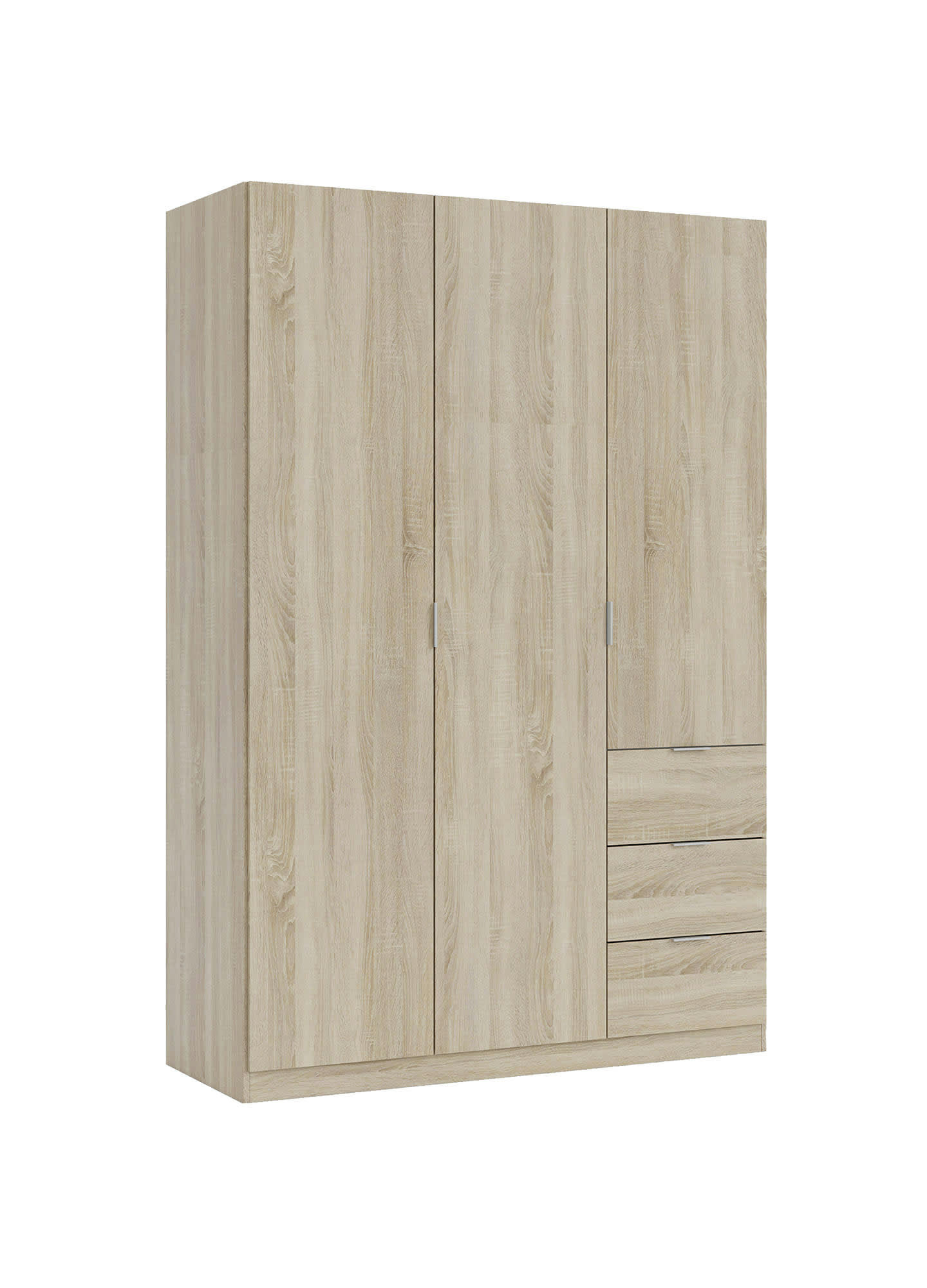 FULLERTON - Garde-robe avec 3 portes et 3 tiroirs effet bois chêne