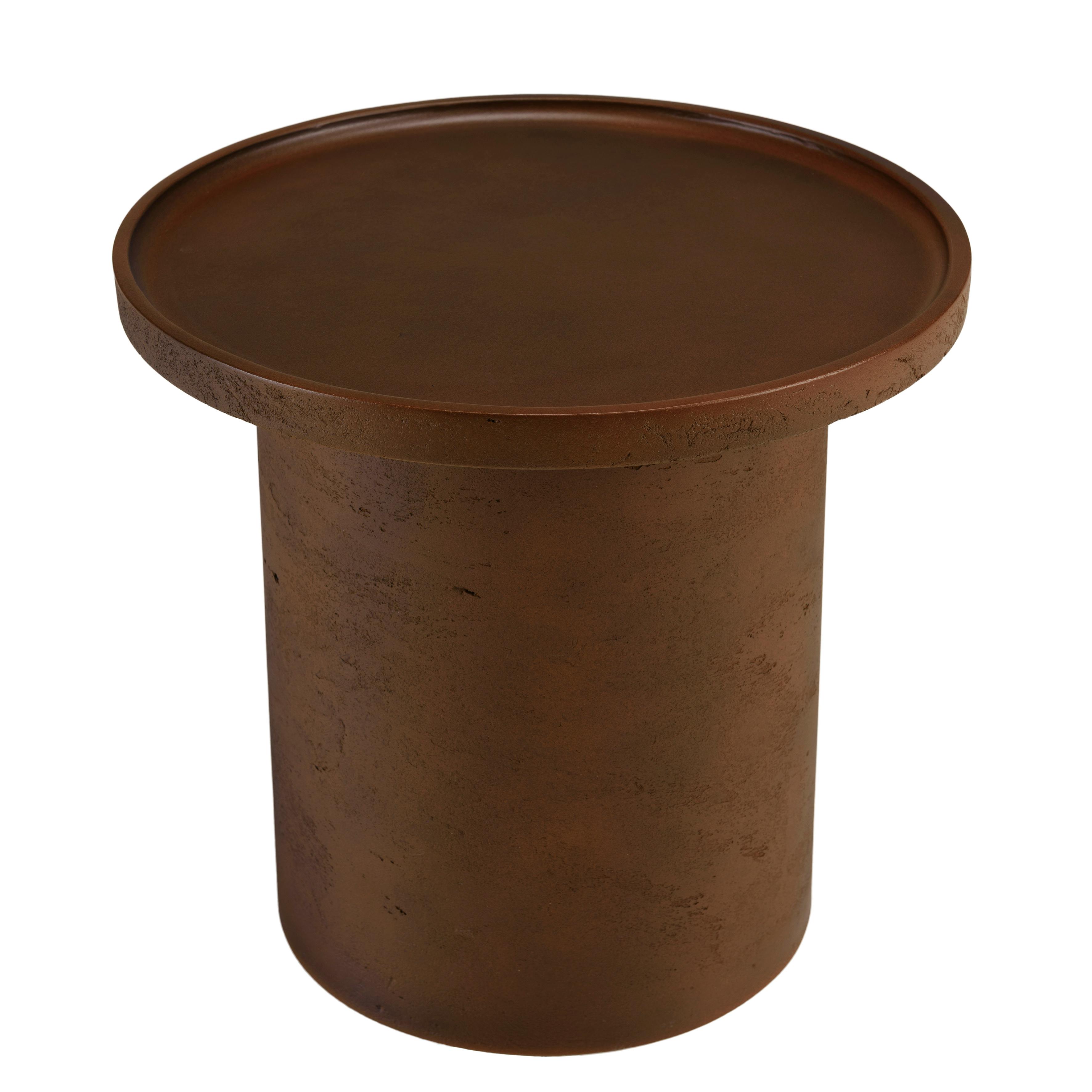Table d'appoint ronde en béton marron D36cm CALVI