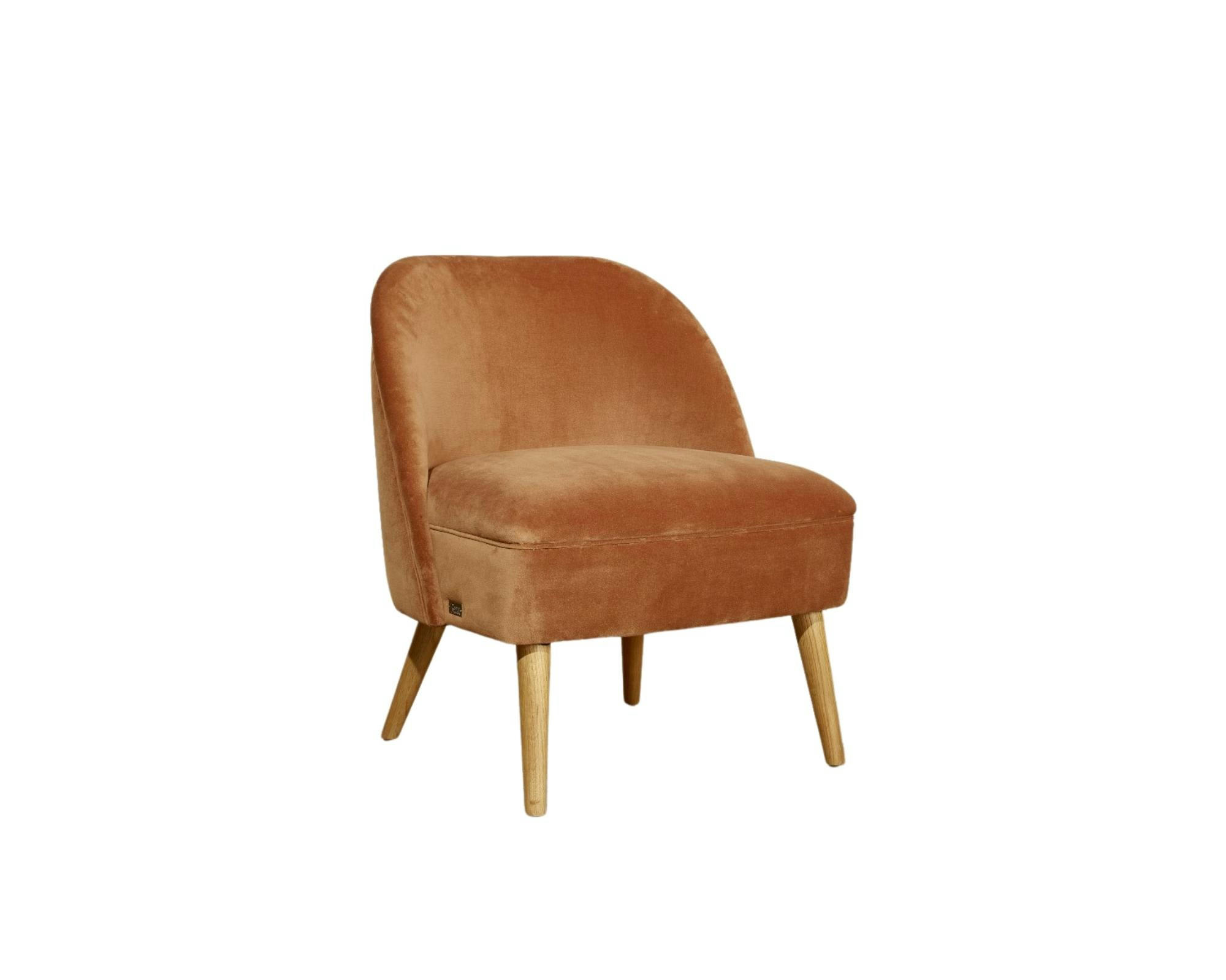 MIA - Fauteuil crapaud en velours caramel