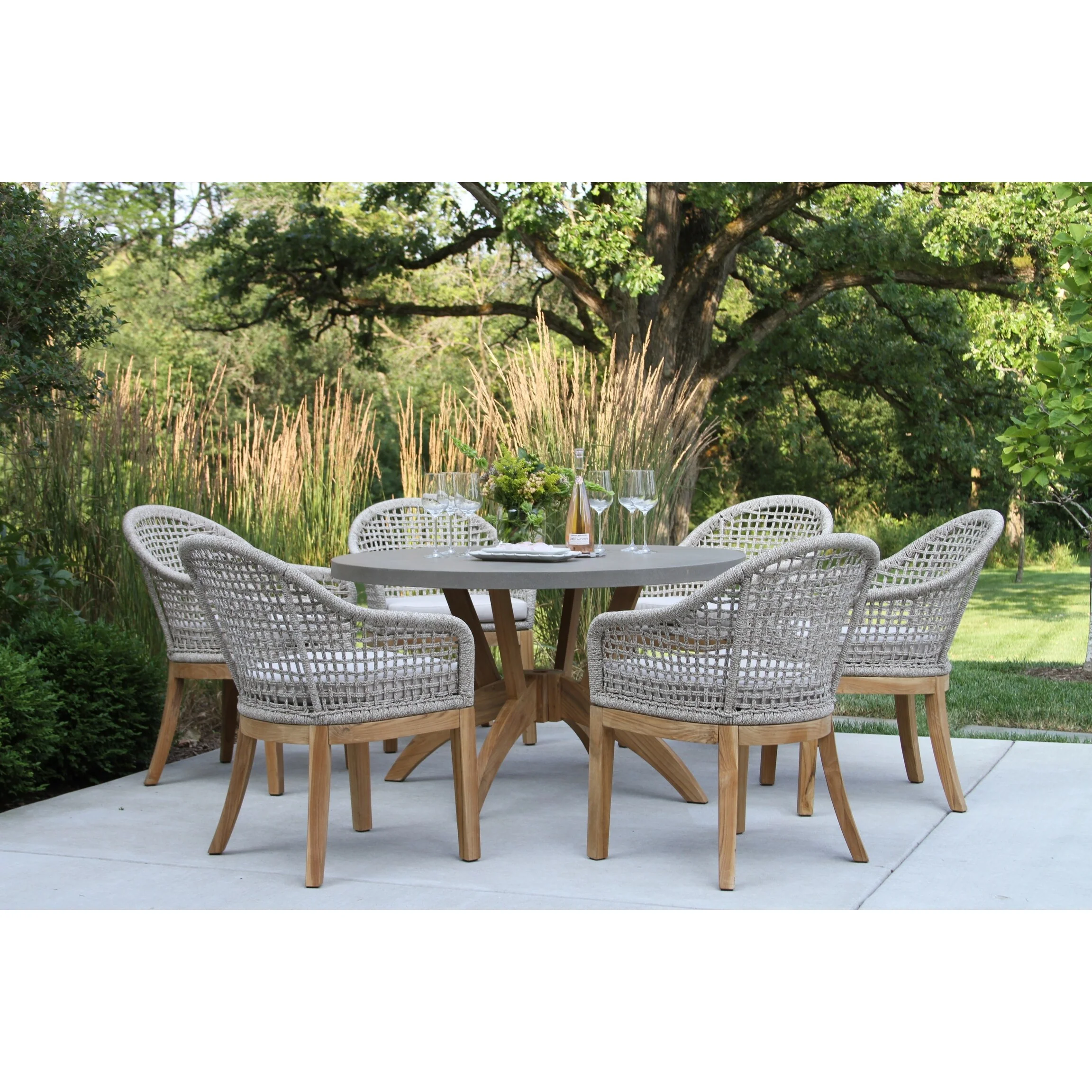 Nadine 7 pc. Teak Dining Set with Rope Chairs