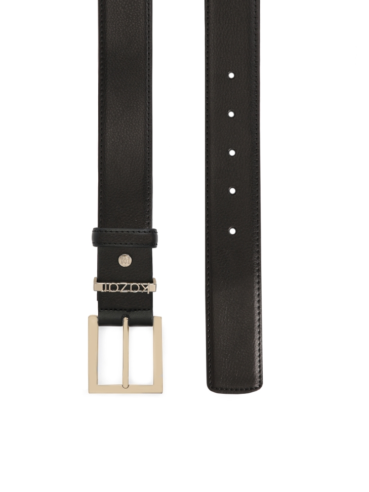 Black leather belt with metal loop
