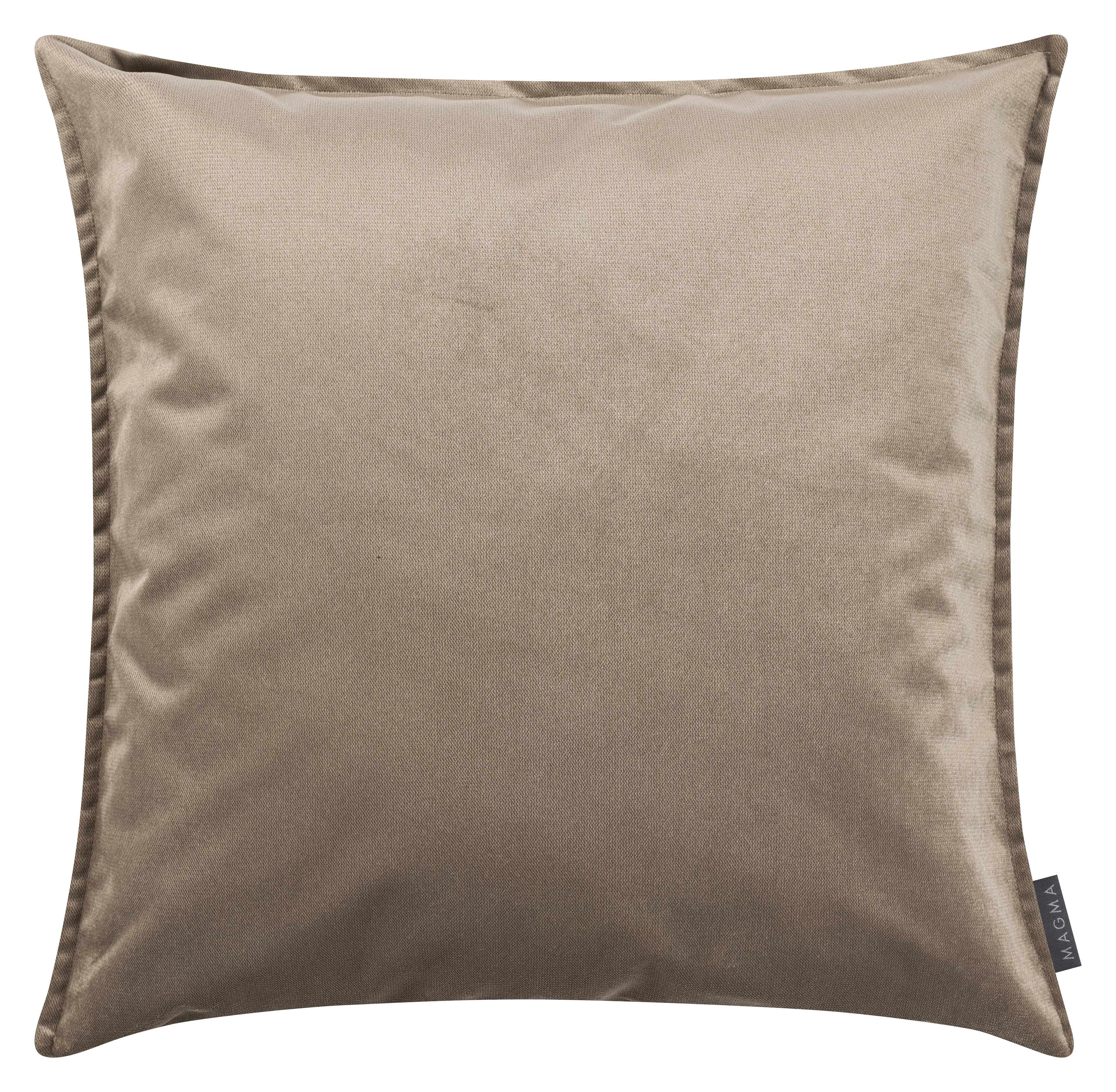 MARLA - Housse de coussin velours avec volant piqué  taupe 60x60