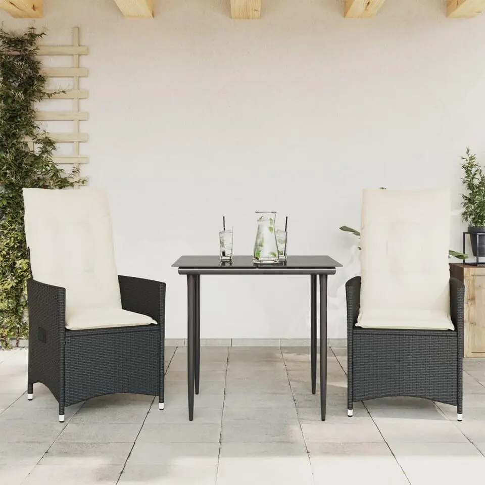 vidaXL - Tuinstoel - Zwart - Poly rattan - 2 stuks