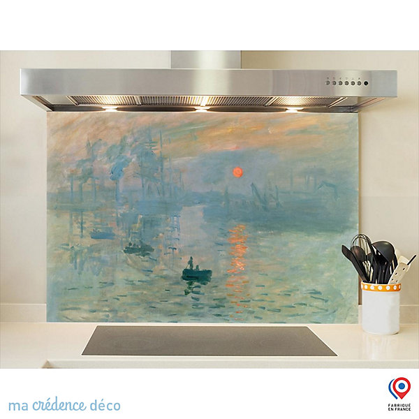 Crédence cuisine fond de hotte Claude Monet, Soleil levant - Verre trempé - L 60 cm x H 45 cm - MaCrédenceDéco