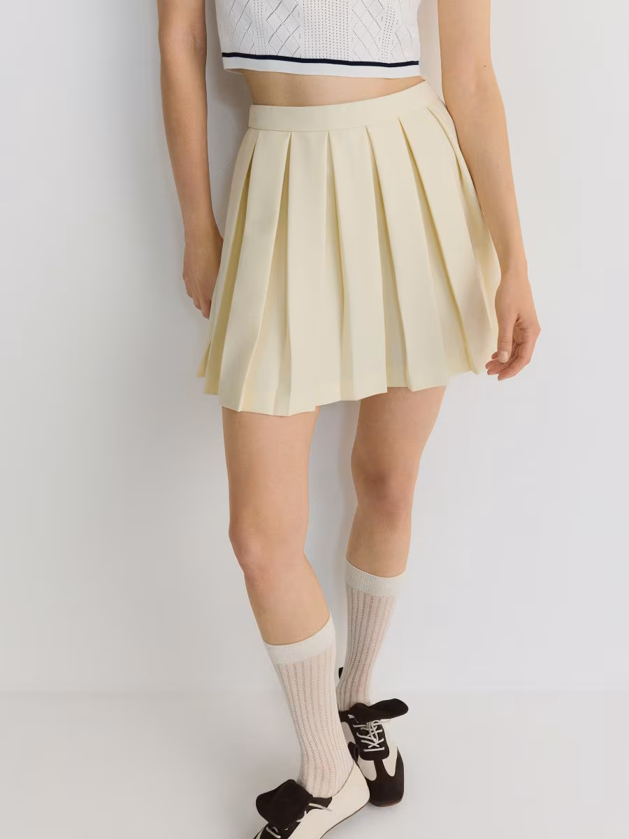 Sports Style Pleated Mini Skirt