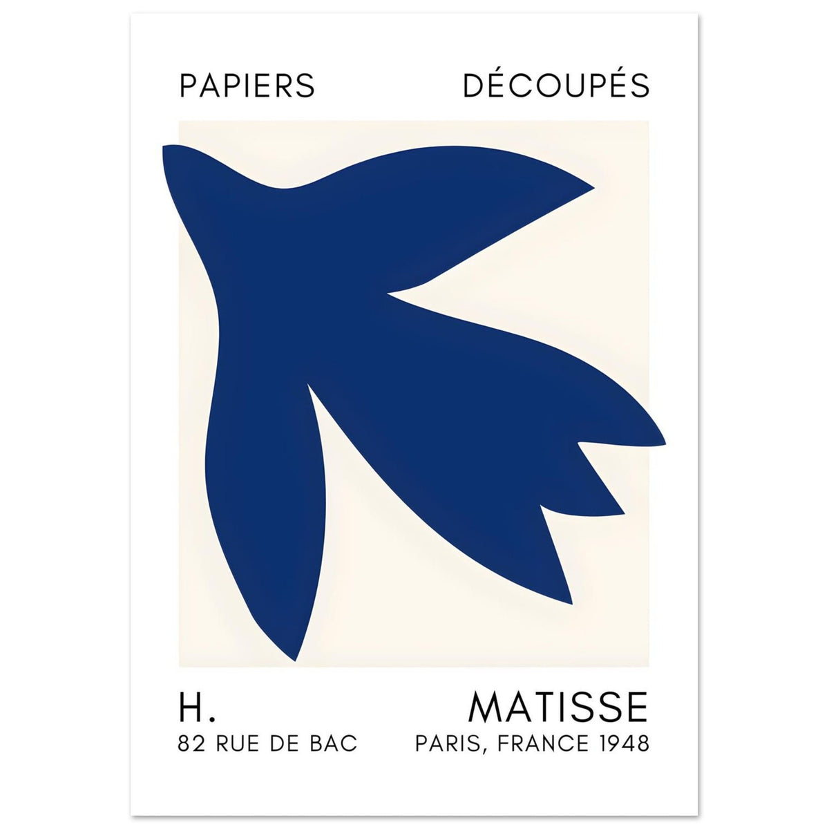 Artfulprints Poster Matisse – Shapes in the air navy blue  - A4 21x29.7 cm - Blauw
