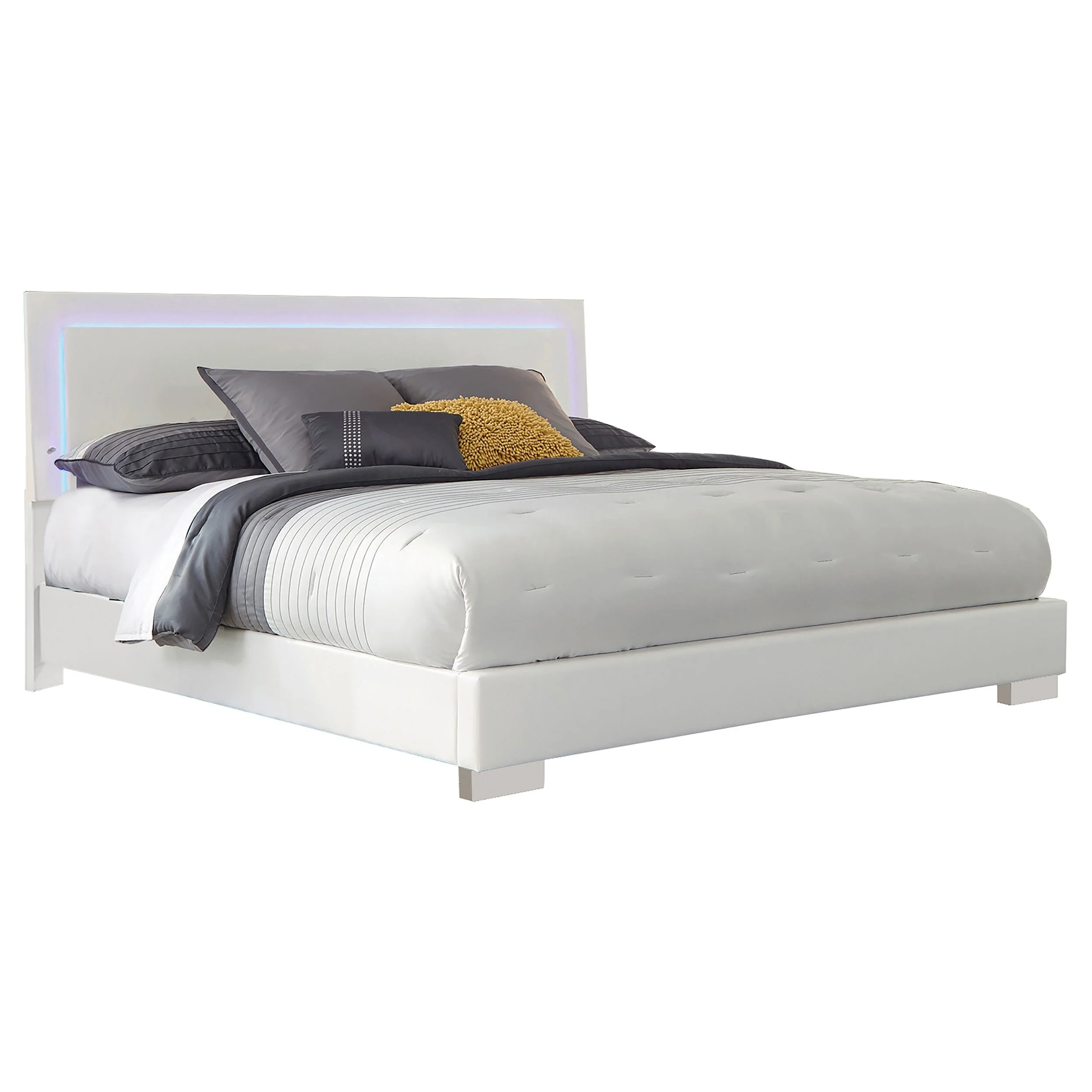 Felicity Bedroom Set with LED Lighting Glossy White