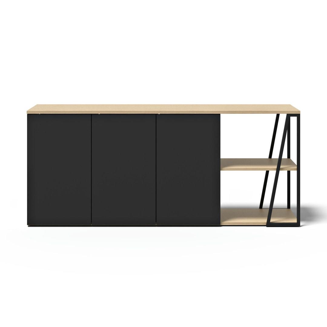 ALBI - Buffet  placage chêne clair et noir