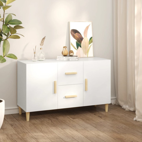 Szafka Biała z Drzwiami z Szufladami 100x36x60 cm do Salonu Pokoju