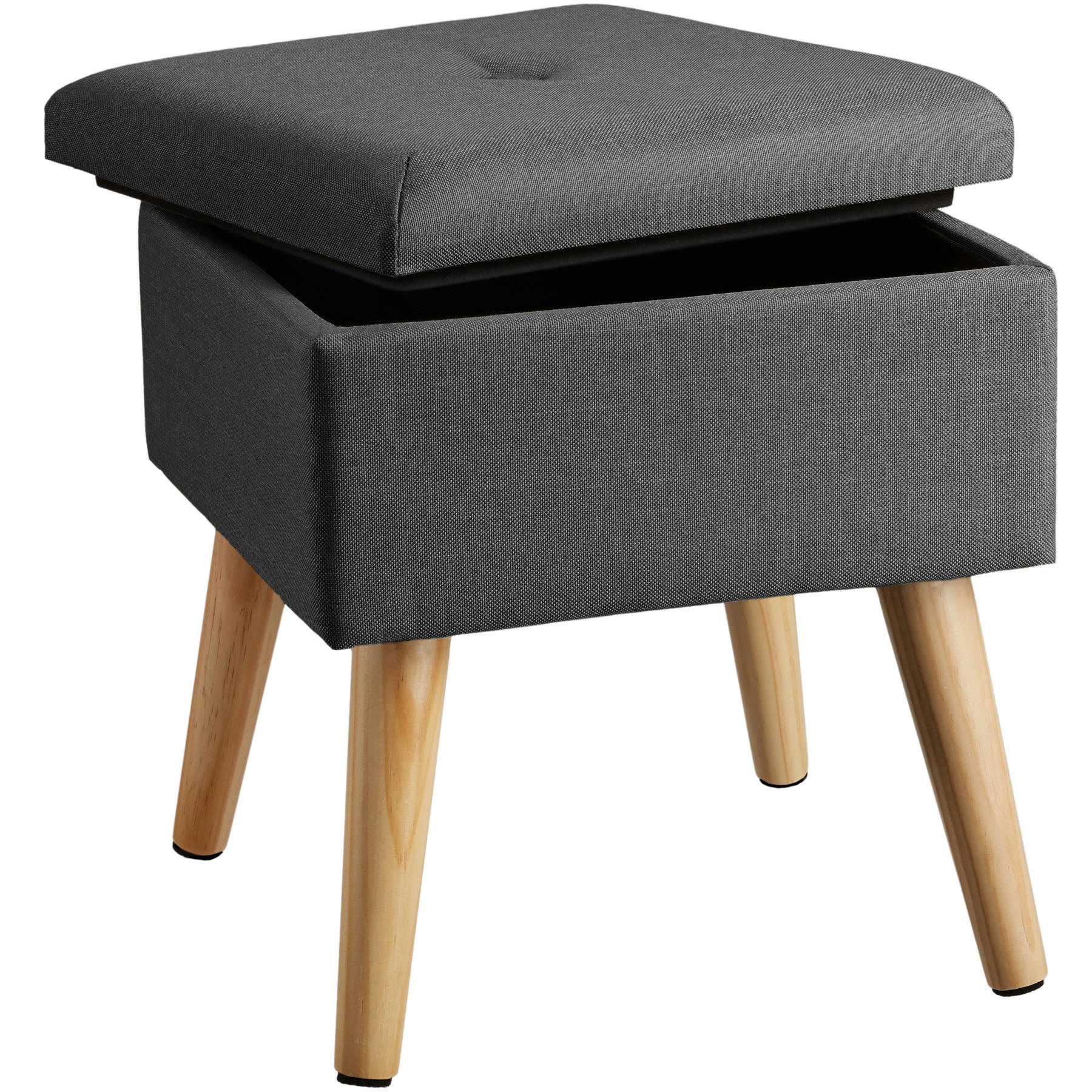 - Banc Tabouret Coffre de rangement Rembourré gris foncé