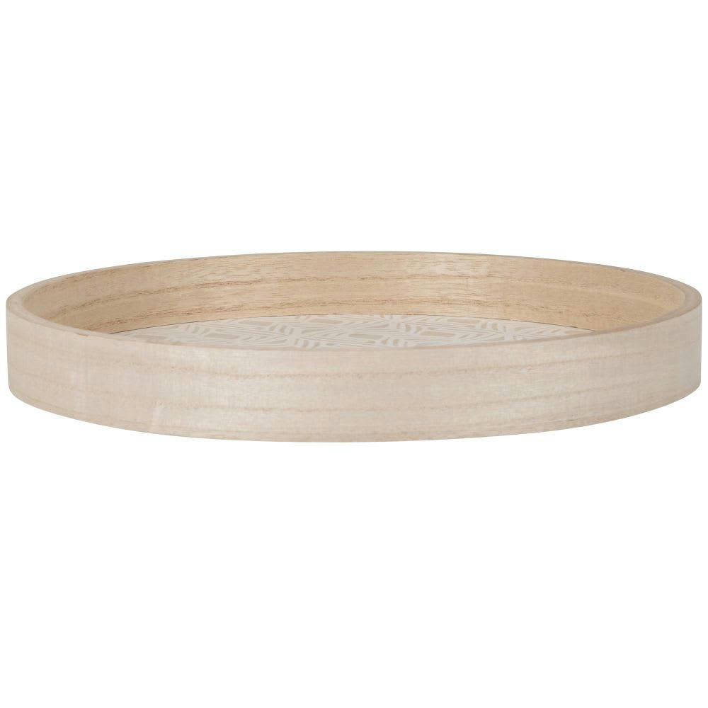 KHALI - Plateau rond beige et blanc