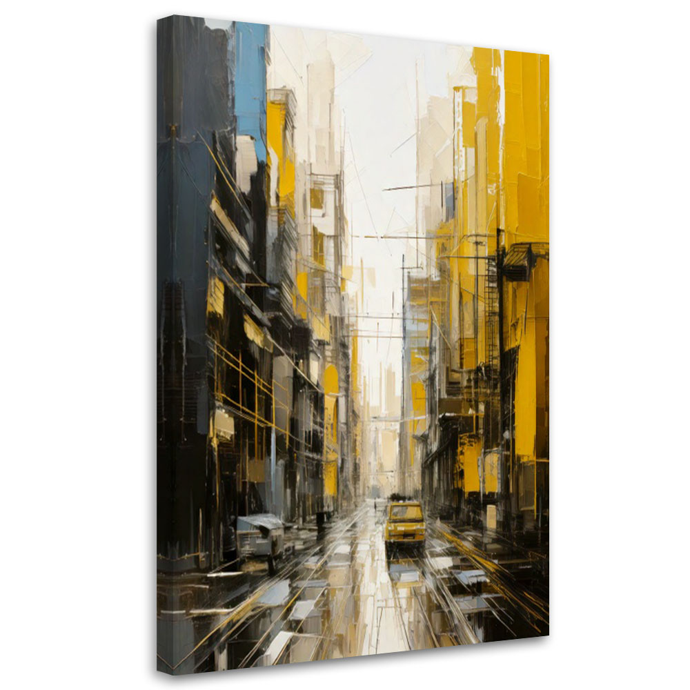 Feeby Obraz do salonu, Miasto Ulica Abstrakcja Żółty Szary 40x60
