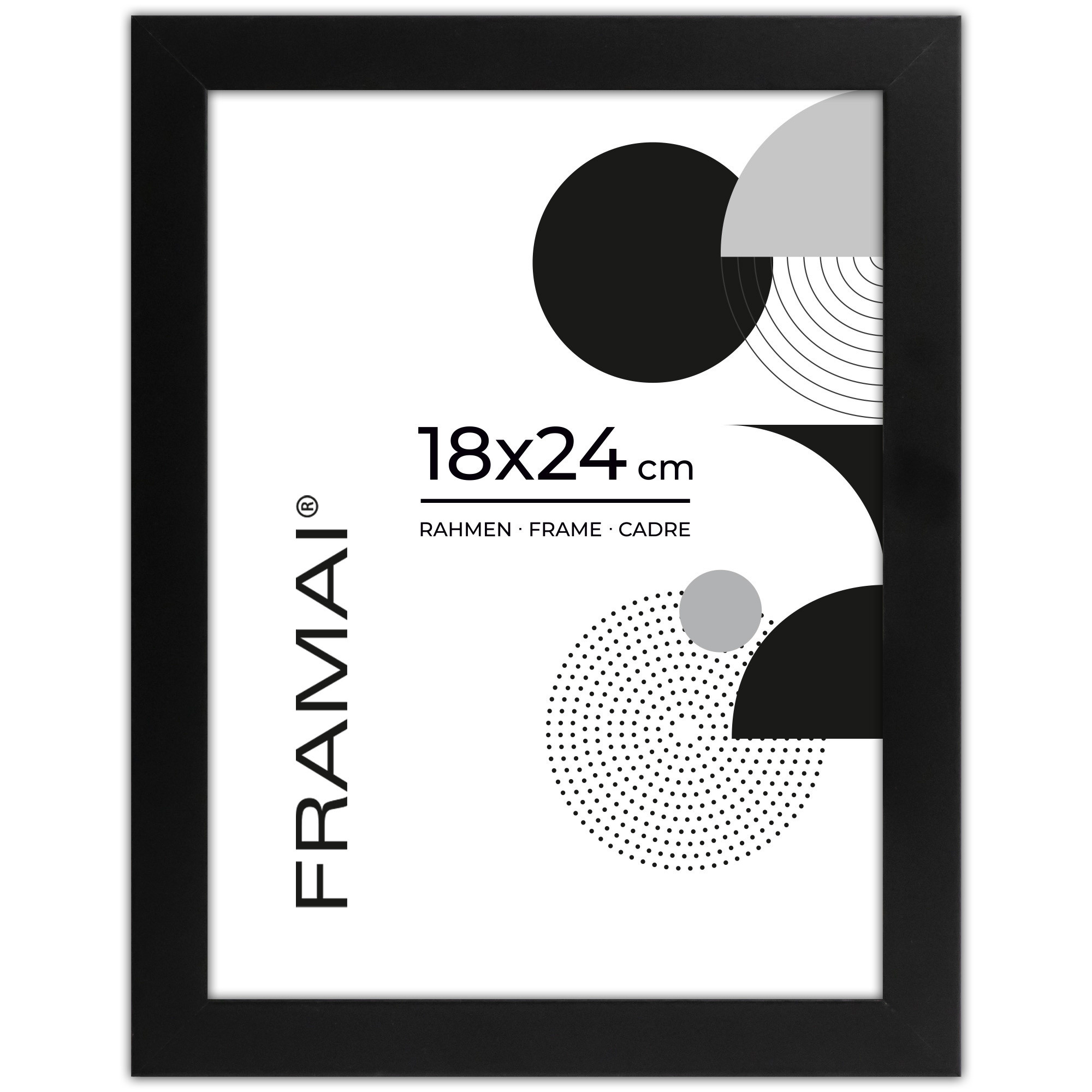 Czarna ramka na zdjęcia 18x24 cm rama prostokątna FRAMAI®