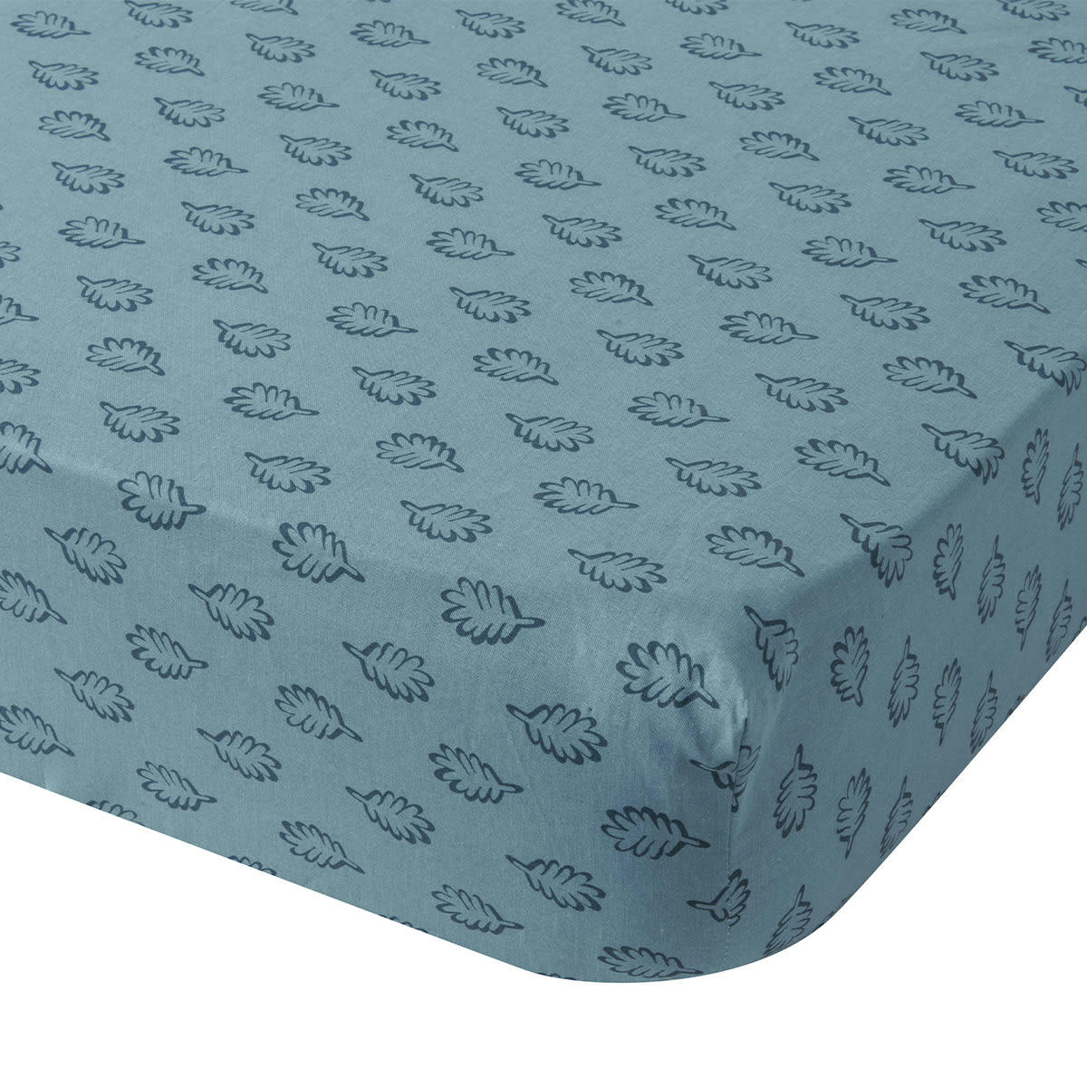 IRIS - Drap housse imprimé en bambou bleu 140x190cm