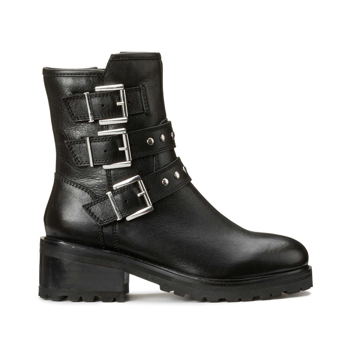 Boots motardes cuir talon large pied large 38-45