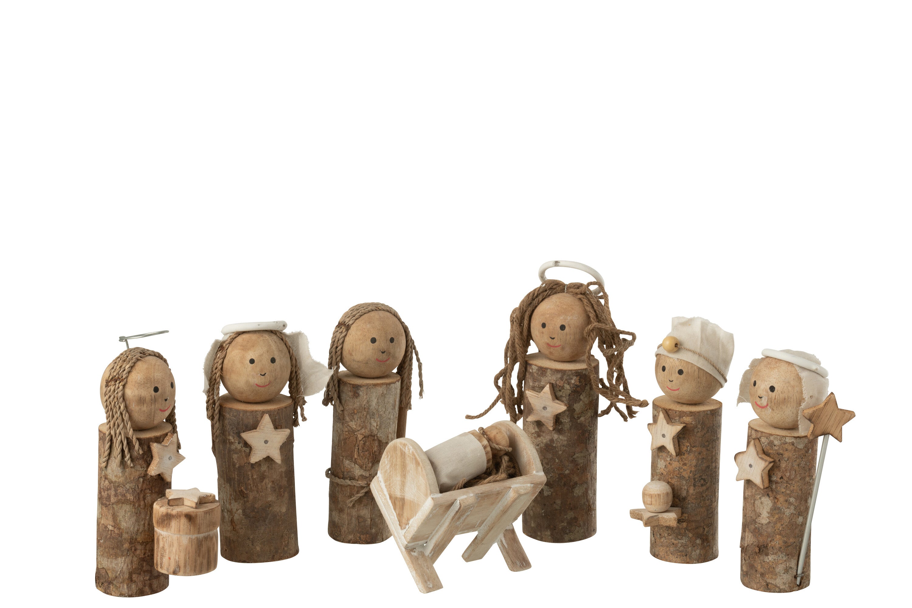J-Line kerststal Koffer - hout - bruin/naturel