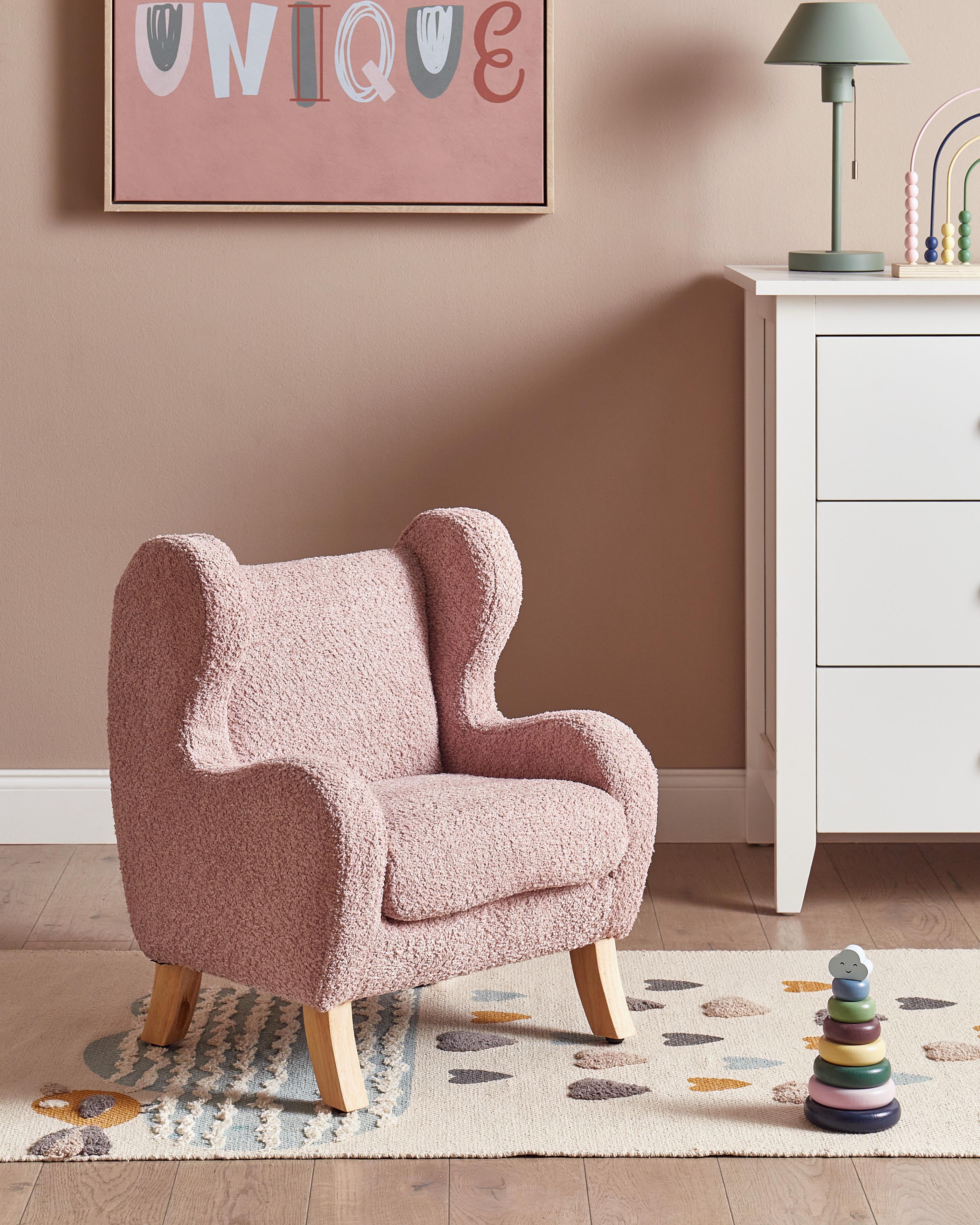 Kids Armchair FARUM Boucle Pink