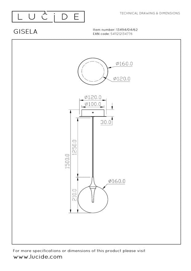 Gisela hanglamp LED Ø16 amber