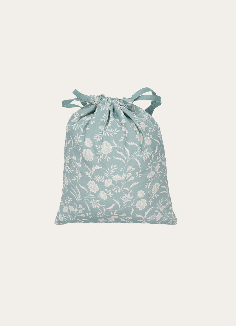 SAC à LINGE EN COTON MOTIF FLEURS BLEU CLAIR