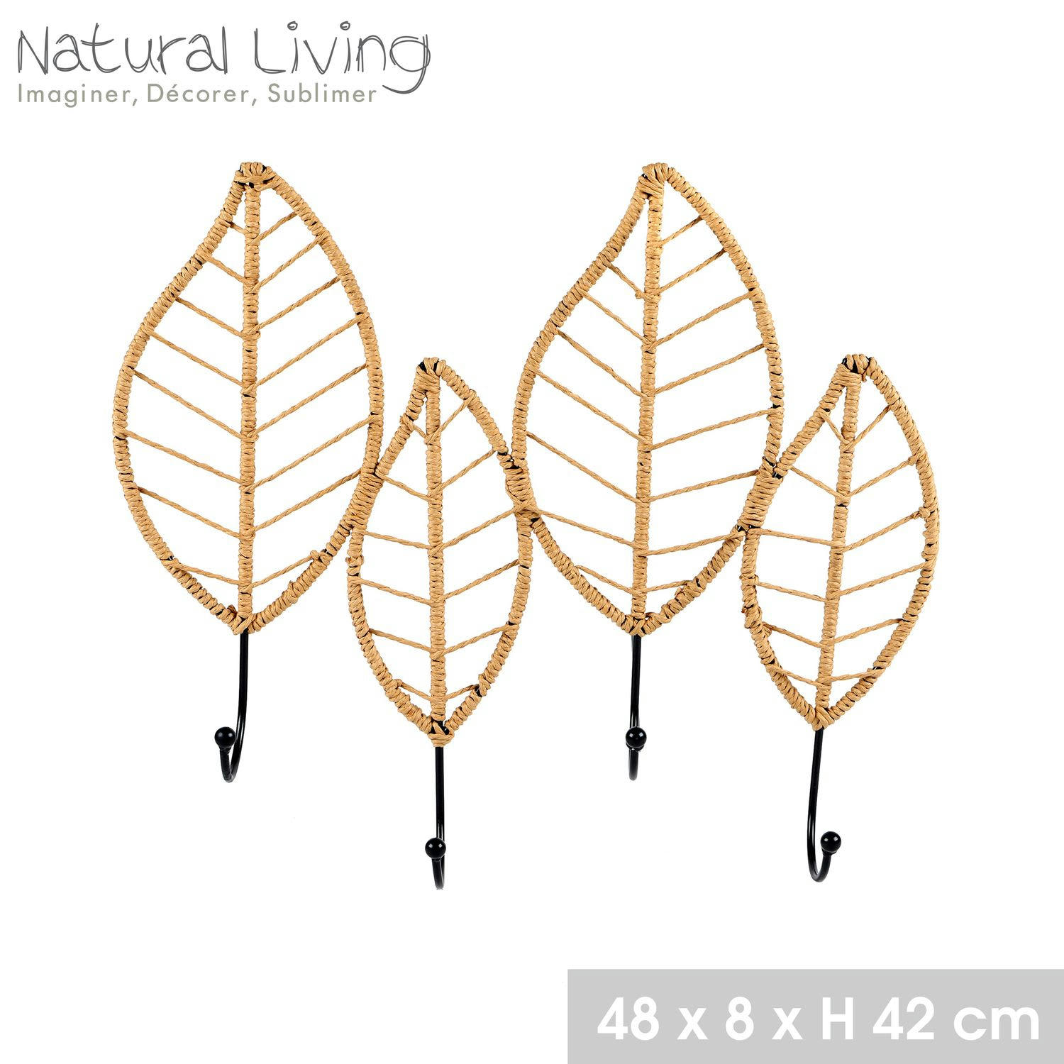 - Porte manteau mural 4 crochets beige