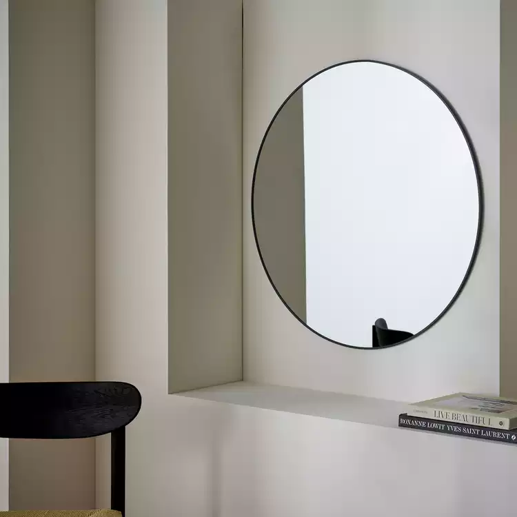Habitat Black Round Wall Mirror - 80x80cm