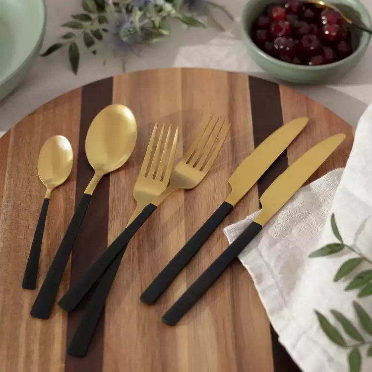Habitat Two Tone 16 Piece Stainless Steel Cutlery Set
