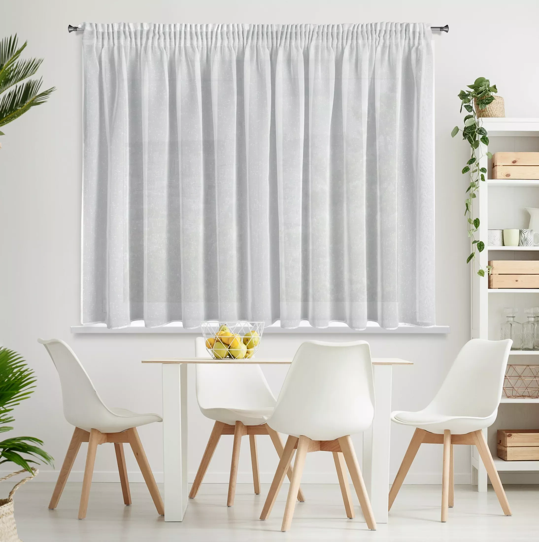 Firana biała z efektem deszczyku półprzezroczysta, matowa 400x145 cm taśma ANGELA
