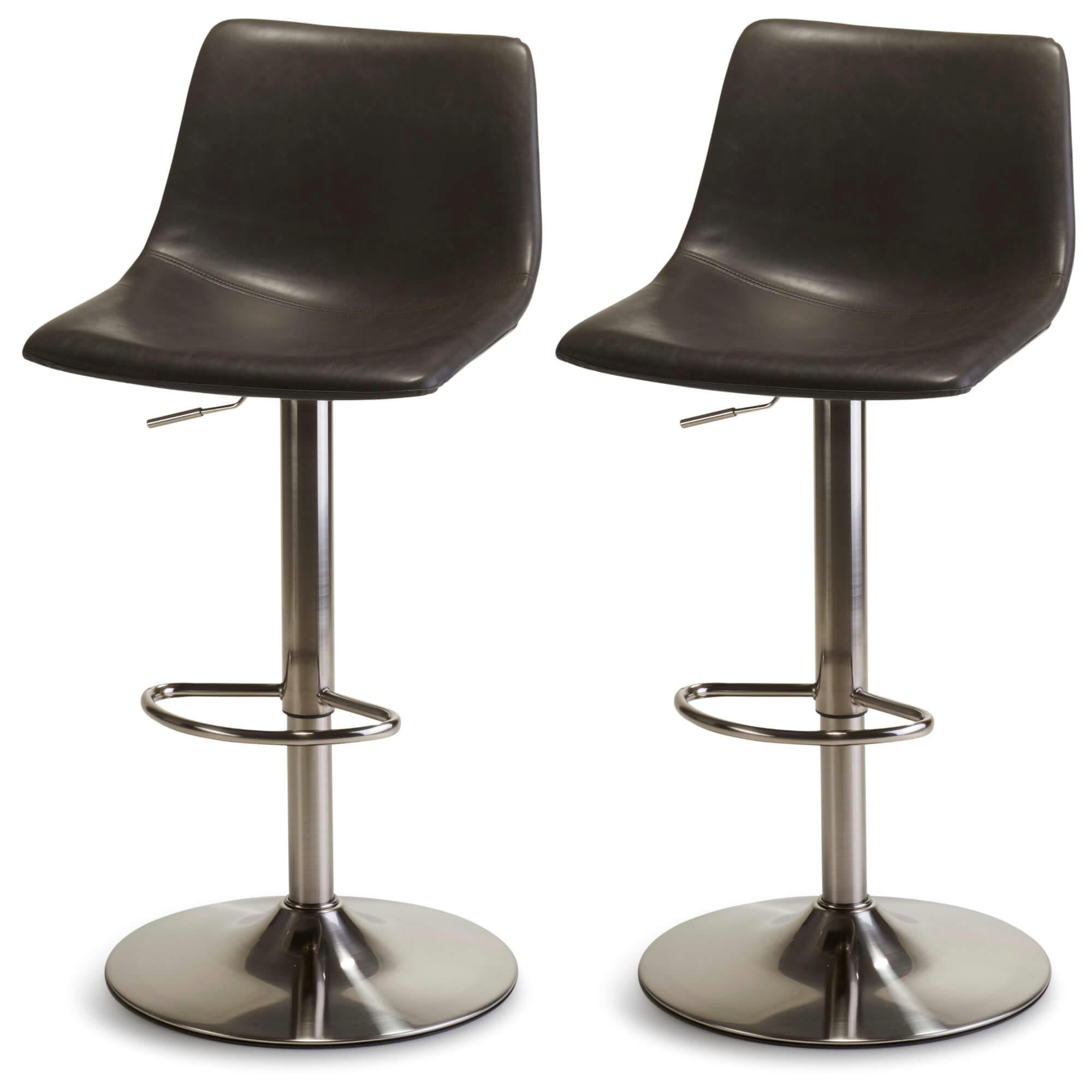 LUKAS - Lot de 2 chaise de bar en simili gris H87