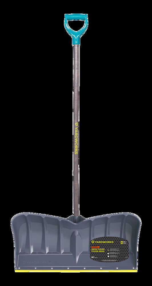 Yardworks Heavy Duty Snow Pusher Shovel with Nylon Wear Strip, 26-in