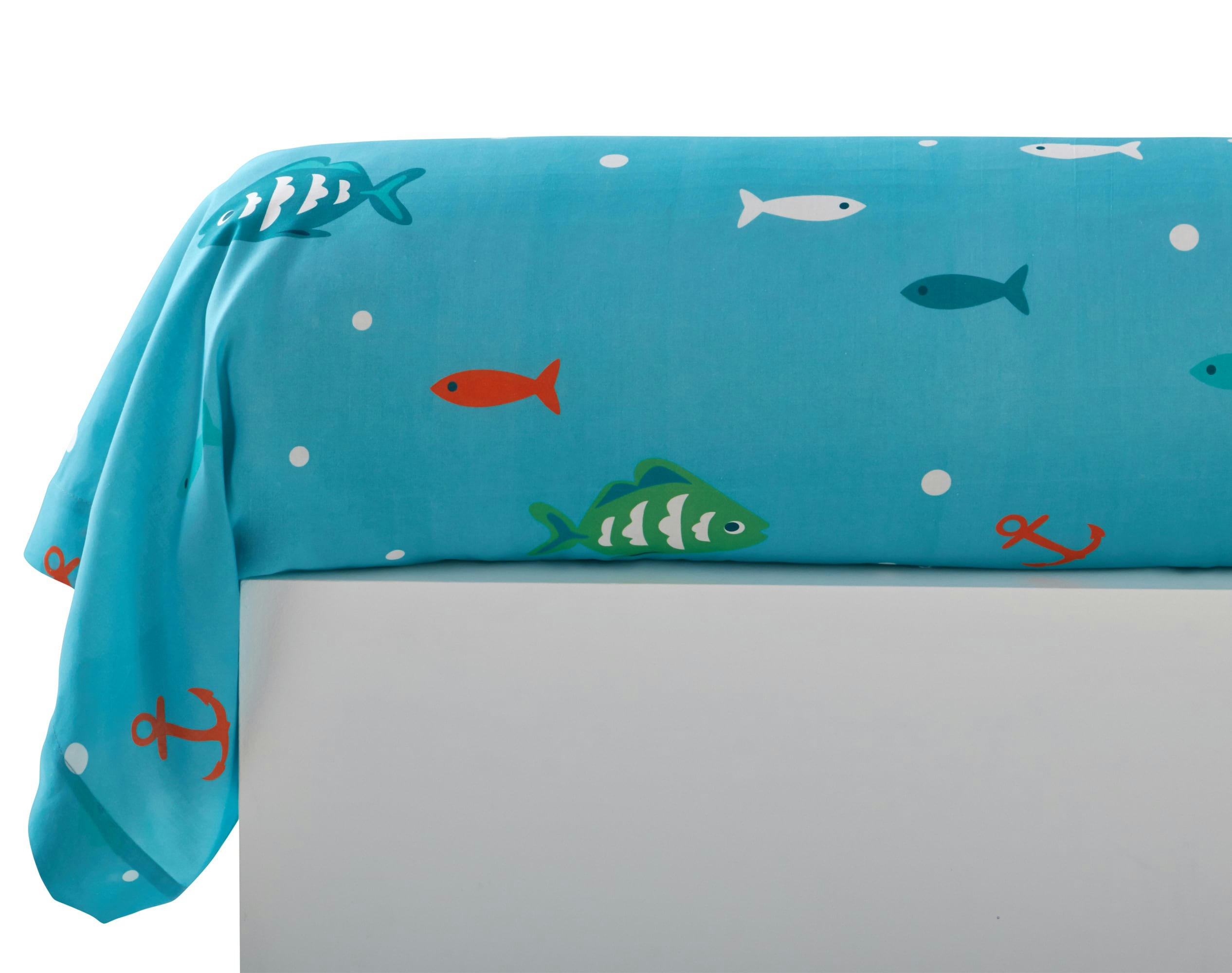 PIRATES - Taie d'oreiller enfant 43x140 bleu en coton