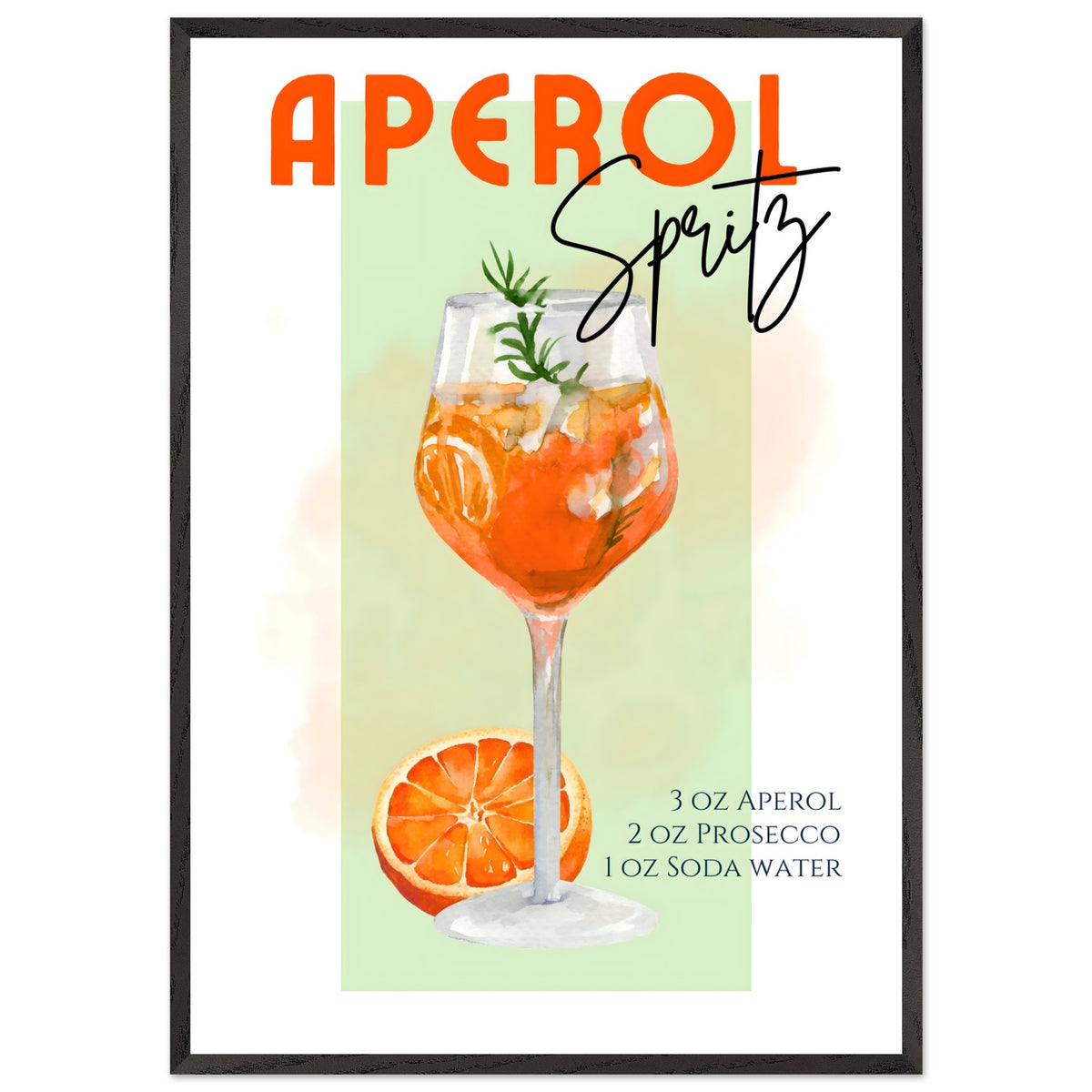 Artfulprints Poster met Lijst Aperol Spritz - Green  - 70x100 cm - Groen