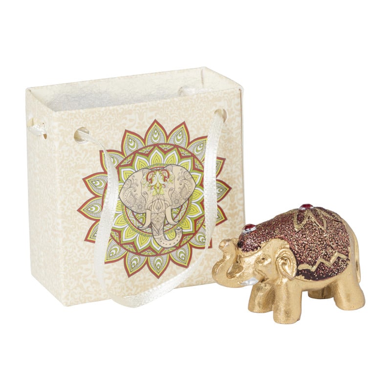 Mini olifant in tasje - diverse kleuren - 3 cm