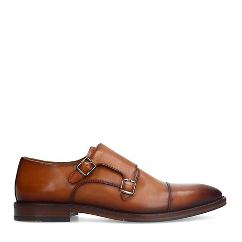 Manfield Cognac leren gespschoenen