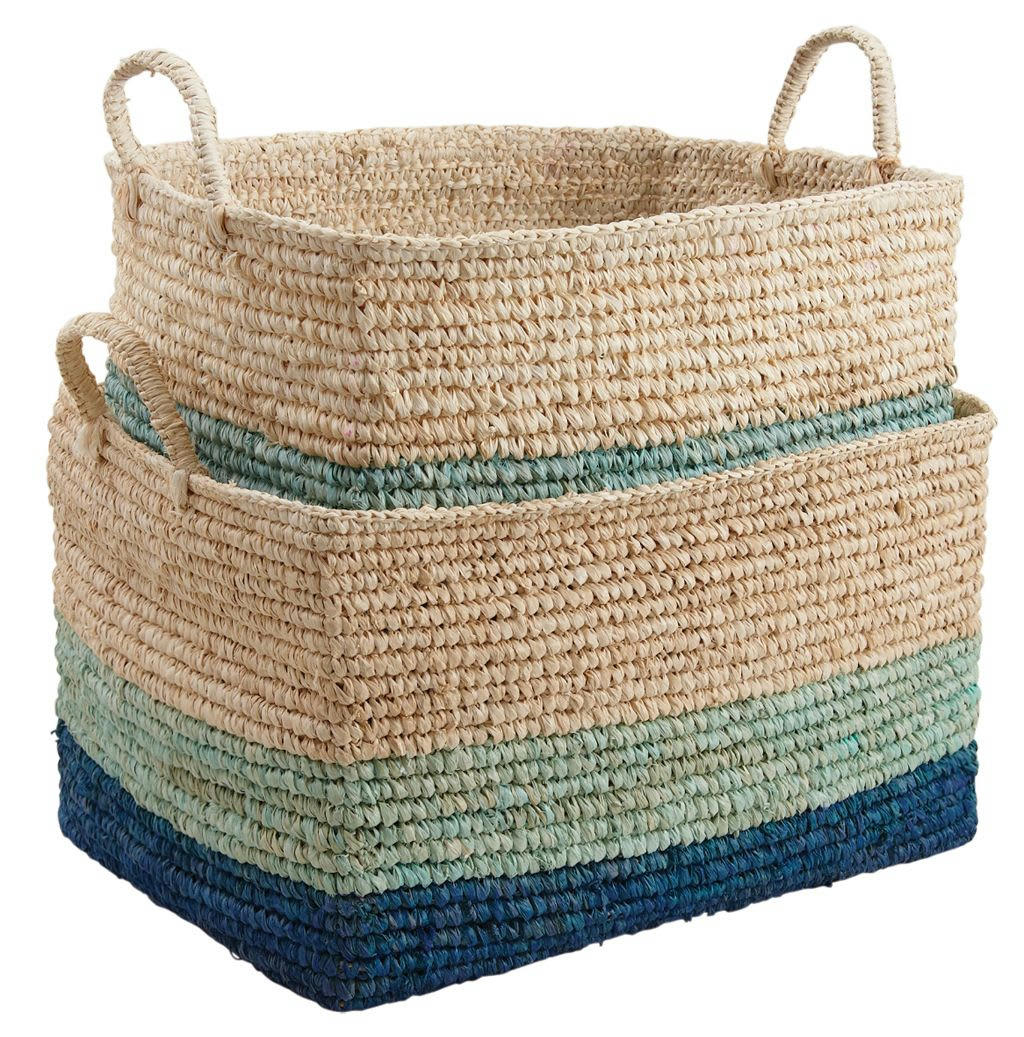 - Corbeilles de rangement en jonc (lot de 2)