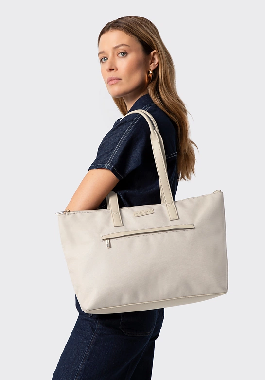 Torebka damska shopper na ramię kremowa