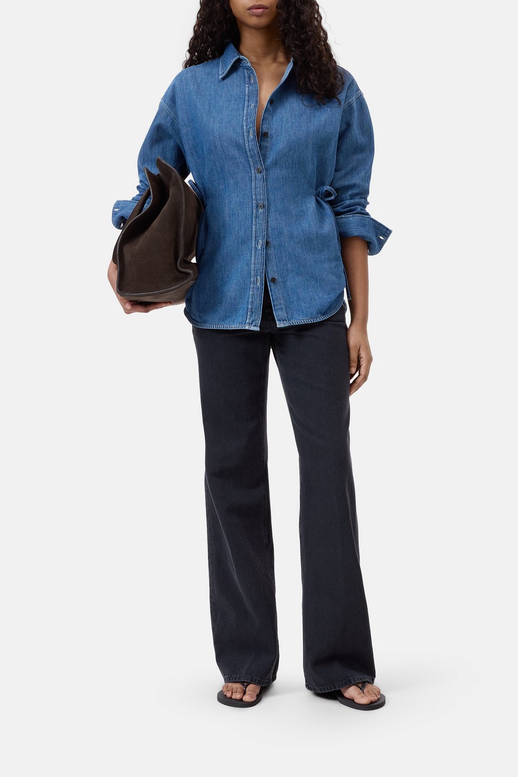 Denim-Bluse mit Schnürung
