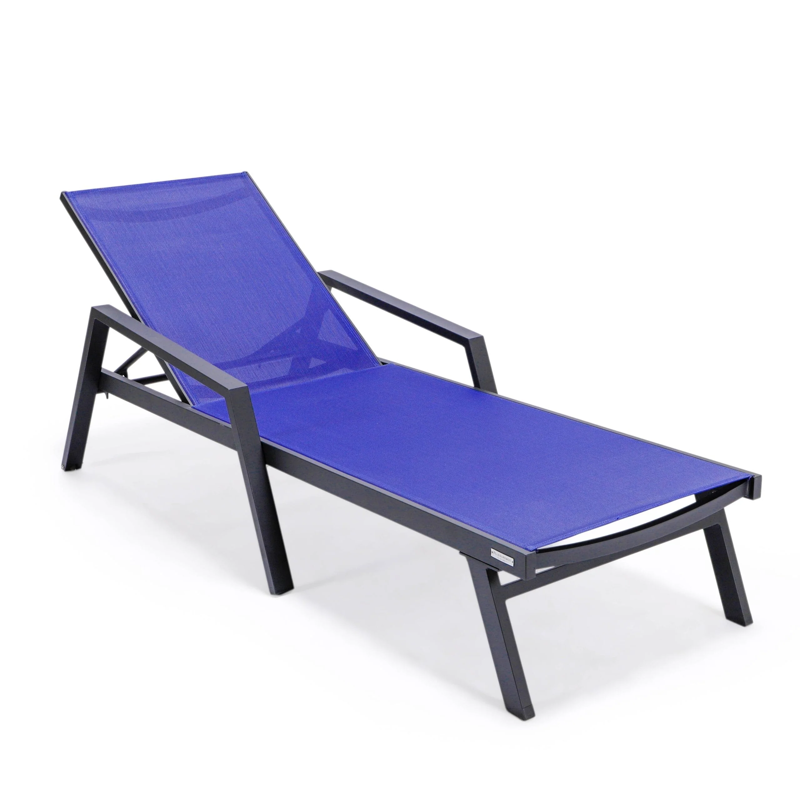 Marlin Outdoor Sun Chaise Lounge Chair with Arms - Stackable Mesh Recliner for Pool, Beach, Patio, Garden, Deck or Backyard